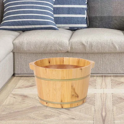 Bassine ronde en bois pour bain de pieds – image 3