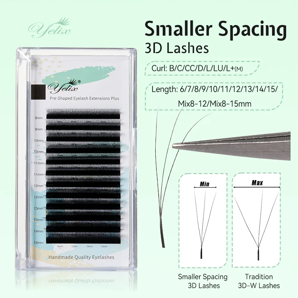 Faux cils 3D en W, petite ouverture, noir