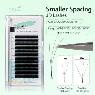 Faux cils 3D en W, petite ouverture, noir