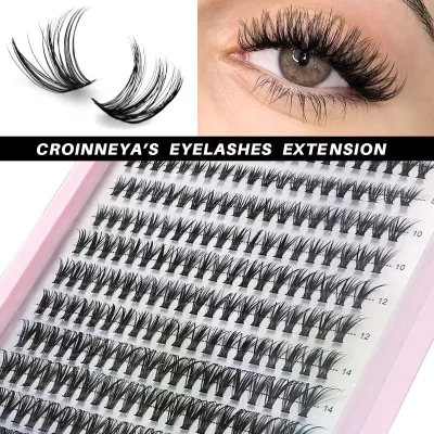 Faux cils individuels en grappes noirs – image 3