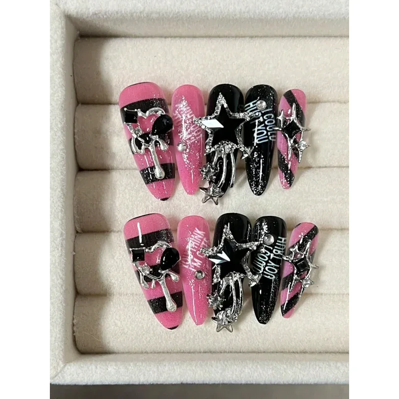 Faux ongles longs en amande, lot de 10