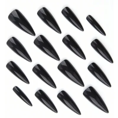 Faux ongles stiletto noirs extra longs – image 2