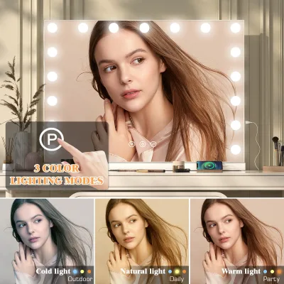 Miroir de coiffeuse à LED encadré