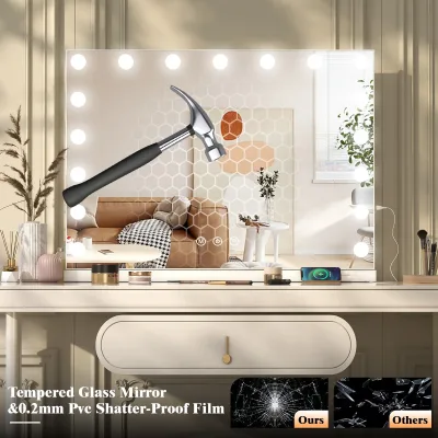 Miroir de coiffeuse à LED encadré – image 3