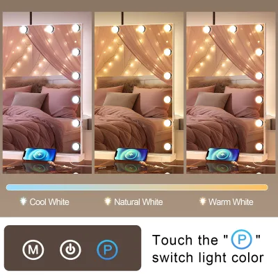 Miroir de maquillage blanc à 17 LED – image 3
