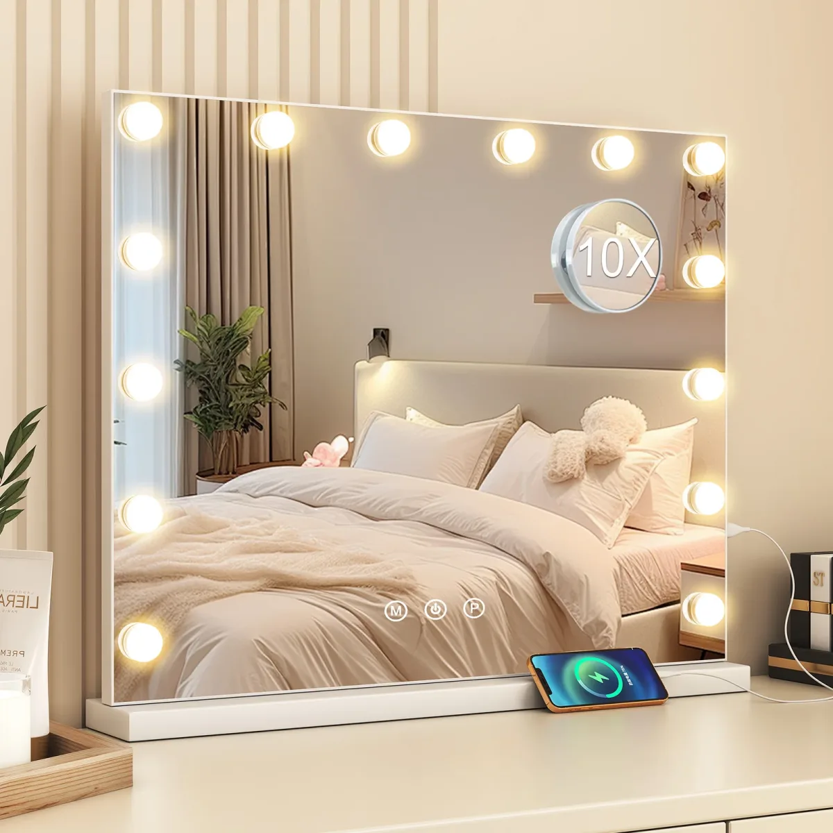 Miroir de maquillage éclairé à 14 LED