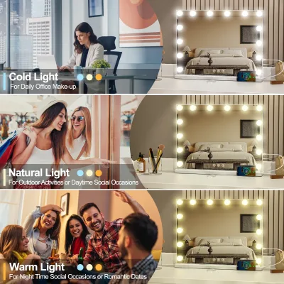 Miroir de maquillage éclairé à 14 LED – image 2