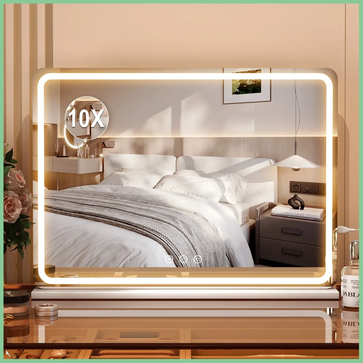 Miroir de maquillage LED blanc, 80 cm
