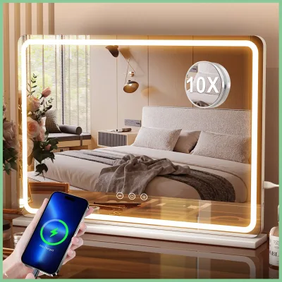 Miroir de maquillage LED blanc, 80 cm – image 3