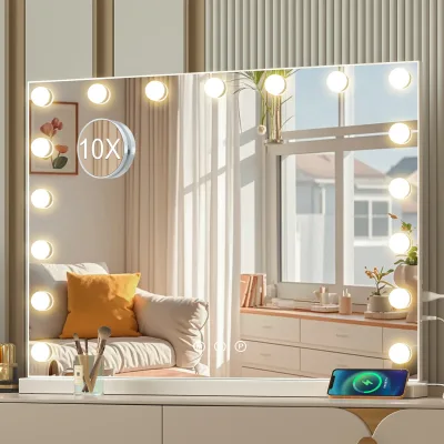 Miroir de maquillage LED encadré – image 2