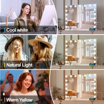 Miroir de maquillage LED encadré – image 3