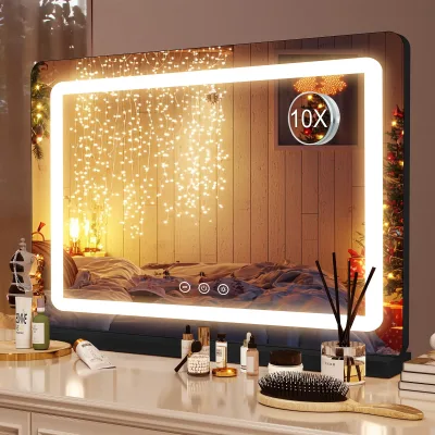 Miroir de maquillage LED noir mat