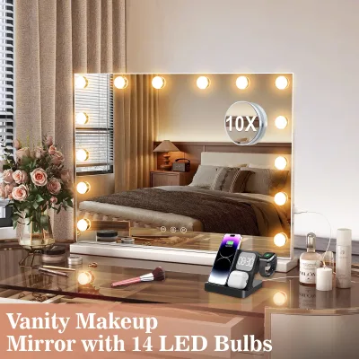 Miroir de maquillage lumineux blanc – image 2