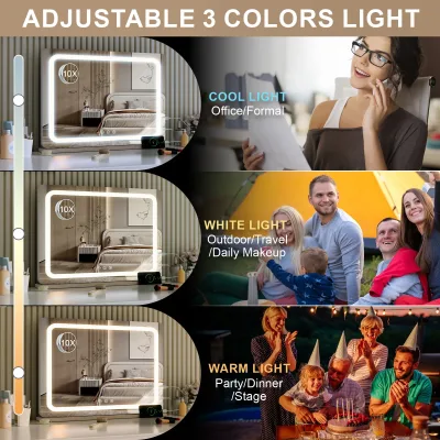 Miroir de maquillage sans cadre à LED – image 2