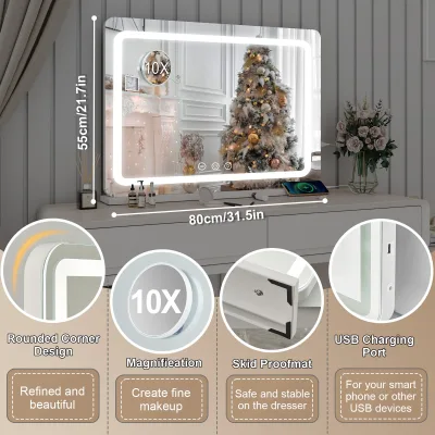 Miroir de maquillage sans cadre à LED – image 3