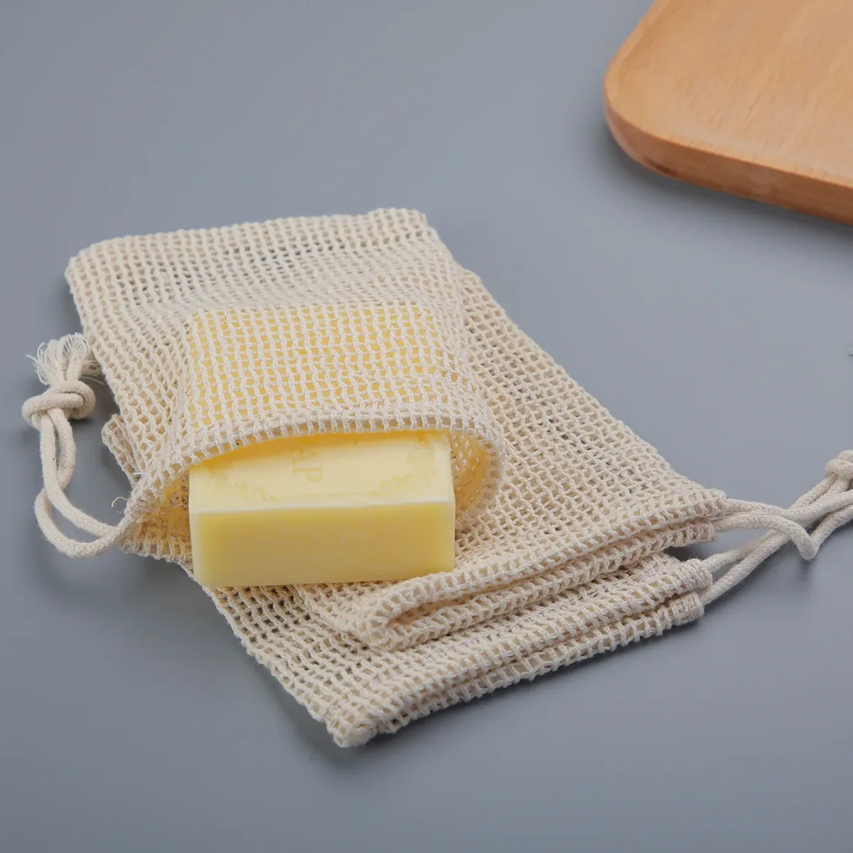 Sac à savon en coton, lot de 3 pièces