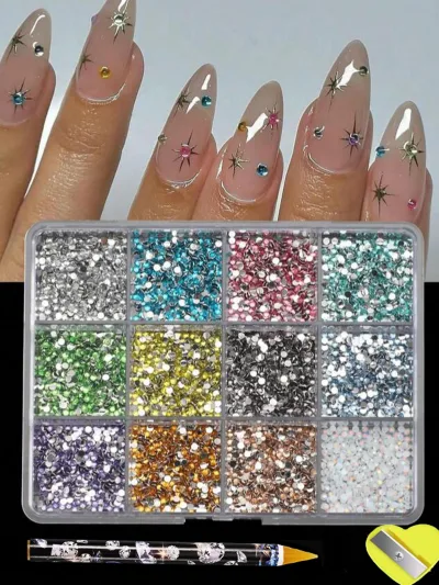 Strass en résine 3D pour ongles, 2 mm