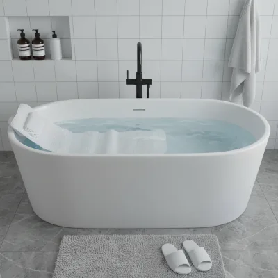 Tapis de bain blanc alvéolé 125 × 36 cm